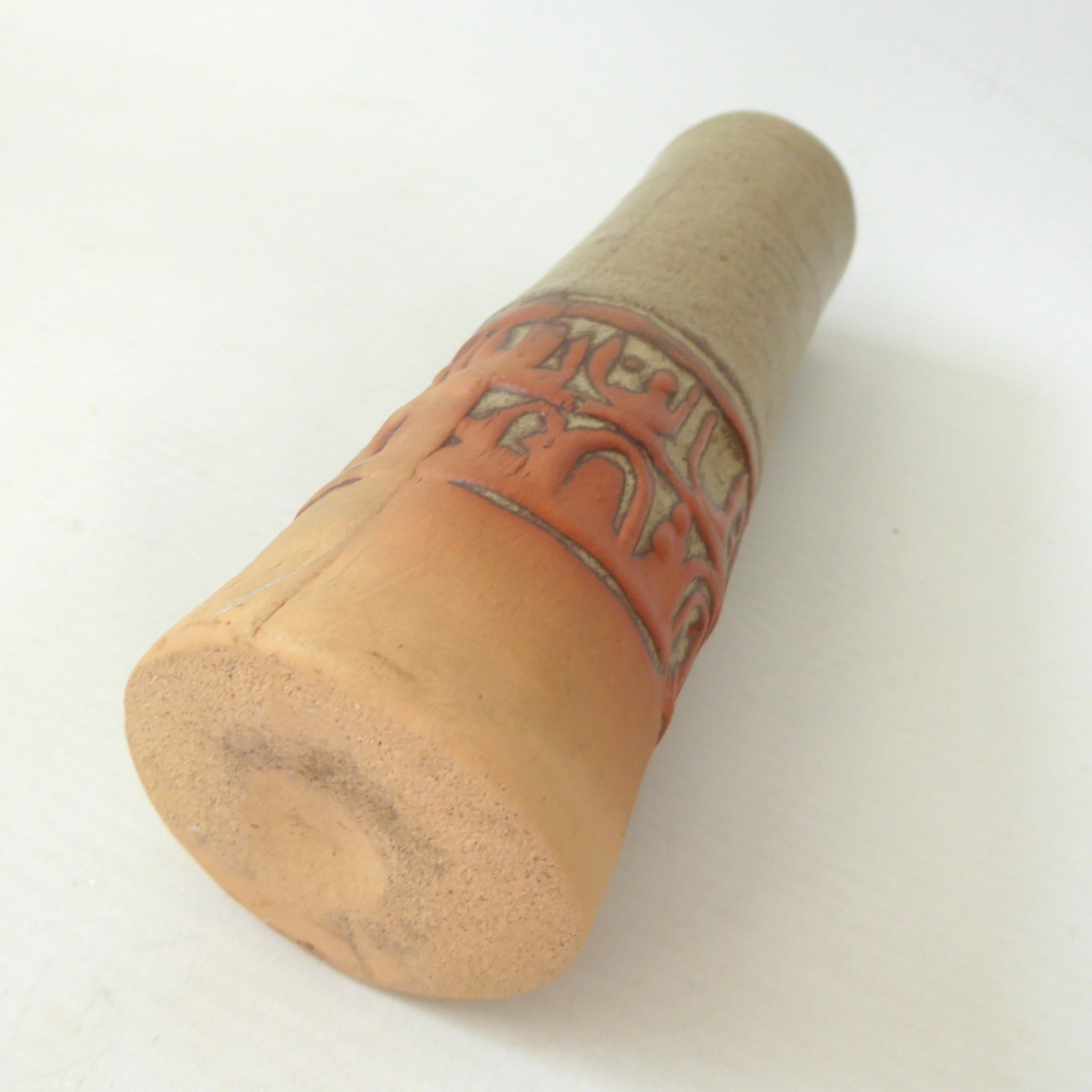 Louis Hudson 6" studio pottery vase, handmade slab built clay cylinder, chimney - Image 11