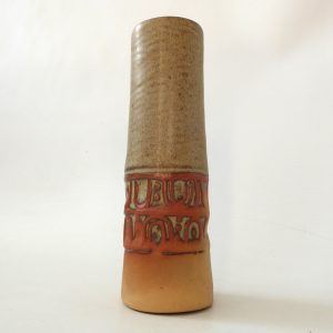 Louis Hudson 6" studio pottery vase, handmade slab built clay cylinder, chimney