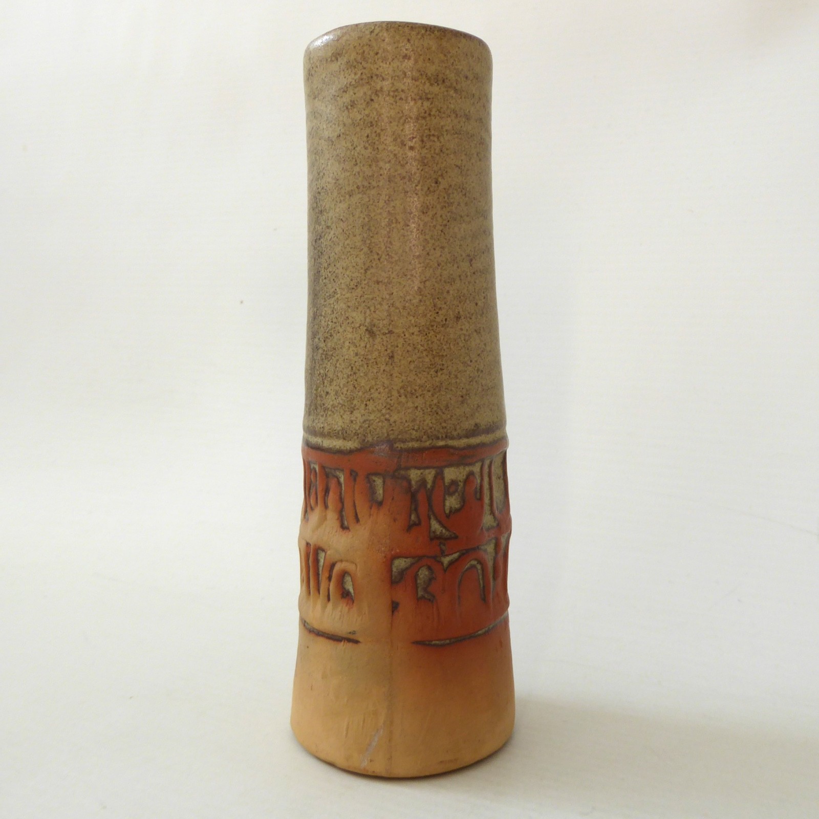 Louis Hudson 6" studio pottery vase, handmade slab built clay cylinder, chimney - Image 5