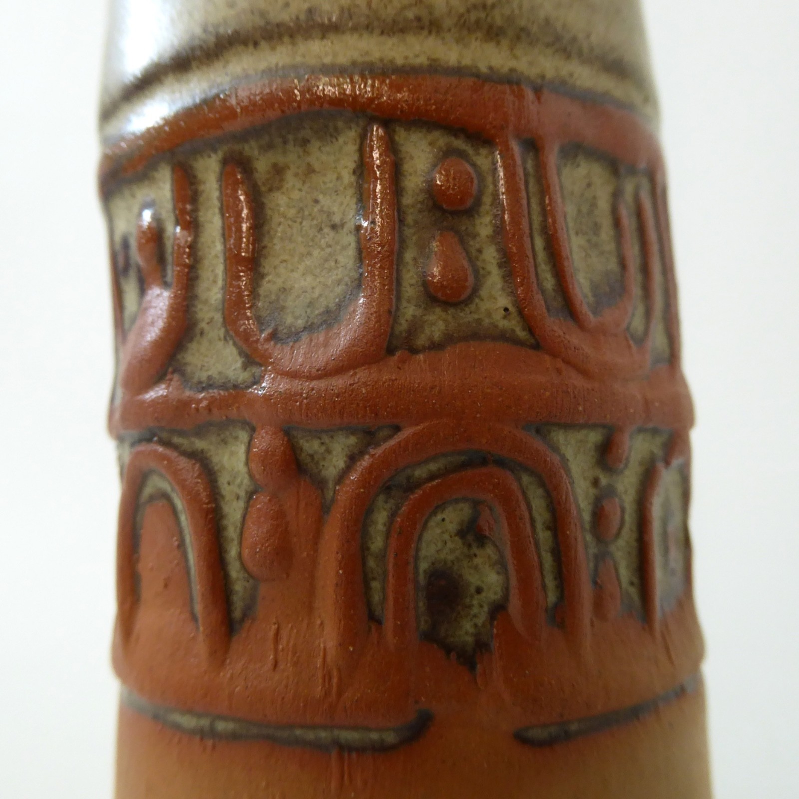 Louis Hudson 6" studio pottery vase, handmade slab built clay cylinder, chimney - Image 6