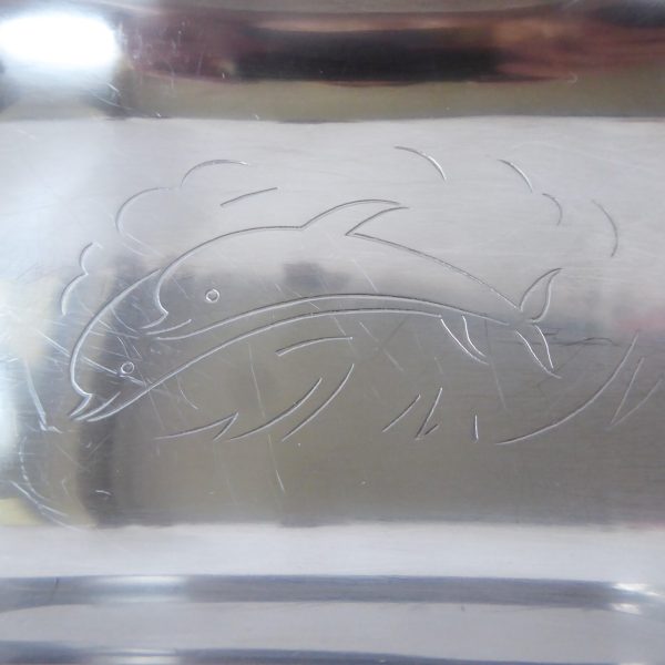 Lundofte DKF vintage retro 1960s Danish stainless steel herring fish dish + fork - Image 7
