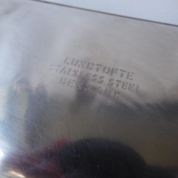 Lundofte DKF vintage retro 1960s Danish stainless steel herring fish dish + fork - Image 9
