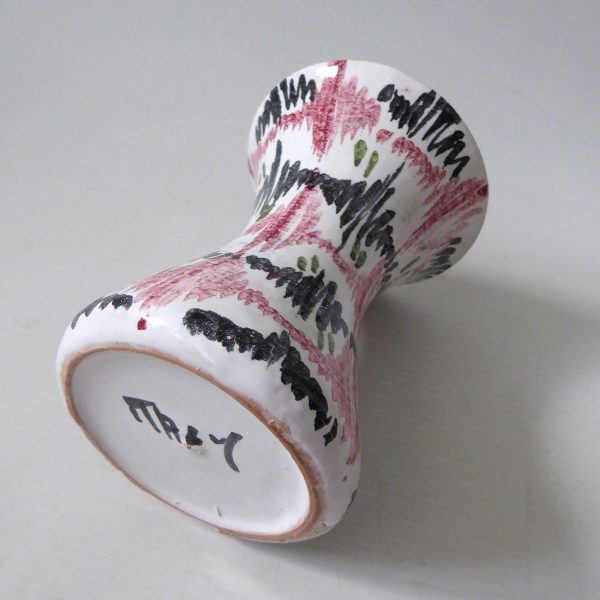 Mid century Italian, vintage Italy pottery vase. Black pink stripe ceramic 1960s - Image 7