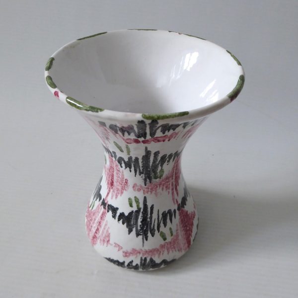 Mid century Italian, vintage Italy pottery vase. Black pink stripe ceramic 1960s - Image 9
