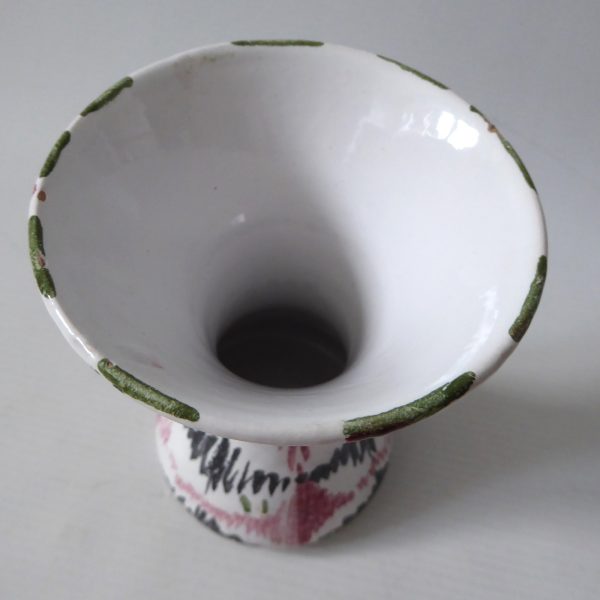 Mid century Italian, vintage Italy pottery vase. Black pink stripe ceramic 1960s - Image 10