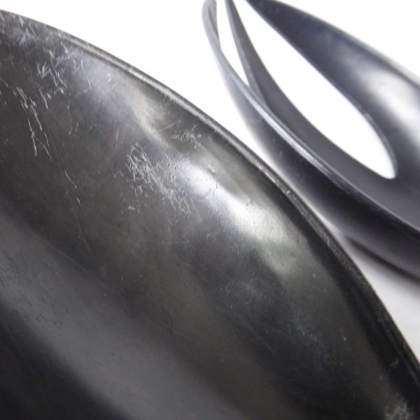 Mid century black plastic long slim salad servers. Serving spoon fork retro 70s - Image 10