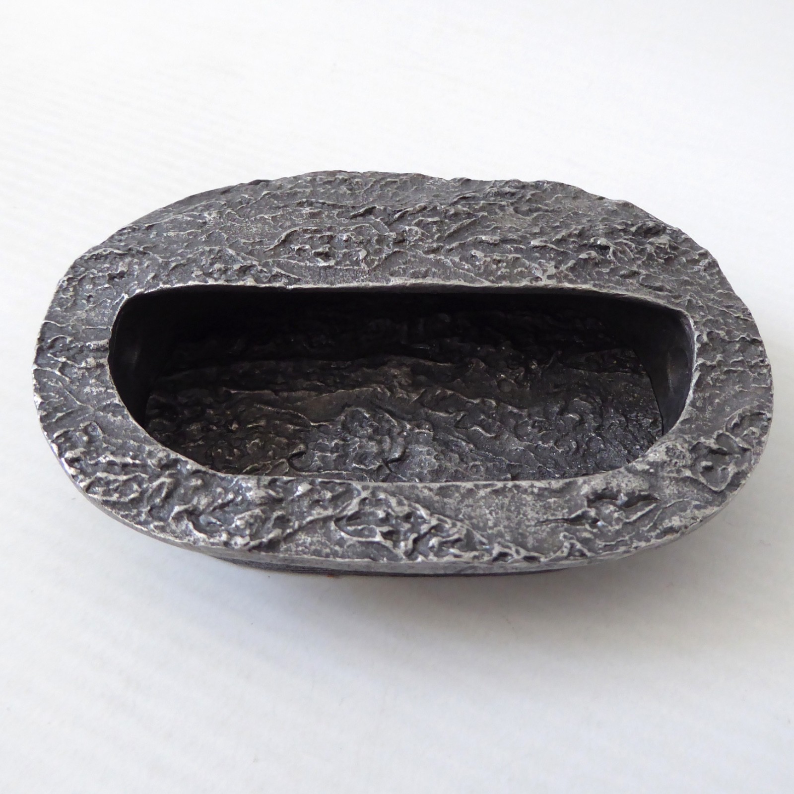 Modern Objects USA pewter brutalist bark textured drawer handle flush mount pull - Image 3