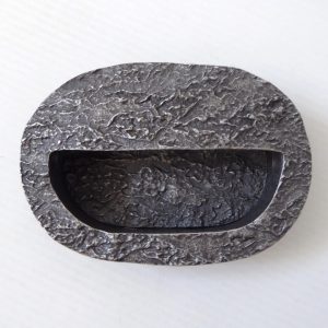 Modern Objects USA pewter brutalist bark textured drawer handle flush mount pull