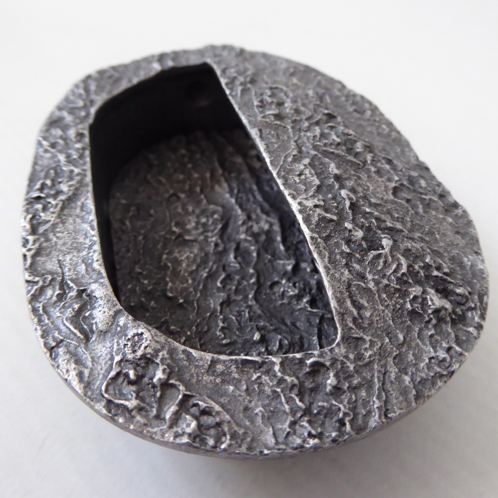 Modern Objects USA pewter brutalist bark textured drawer handle flush mount pull - Image 5