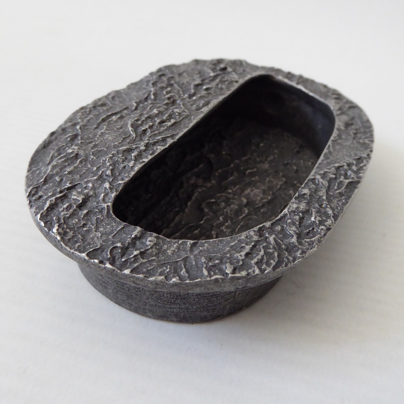 Modern Objects USA pewter brutalist bark textured drawer handle flush mount pull - Image 6