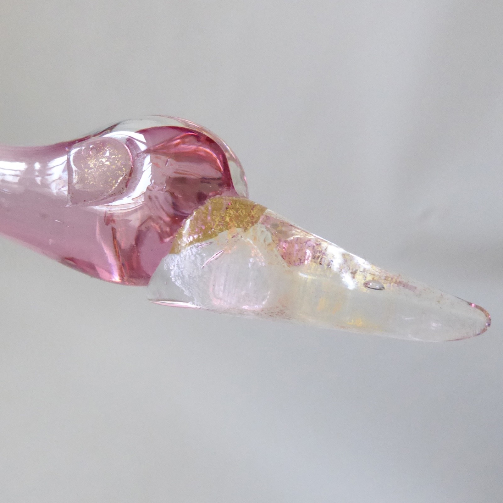 Murano art glass duck figurine, pink and gold. Vintage mouth blown Italian bird - Image 11