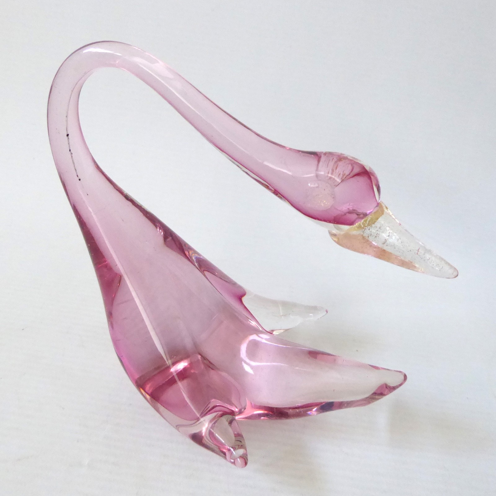 Murano art glass duck figurine, pink and gold. Vintage mouth blown Italian bird - Image 5