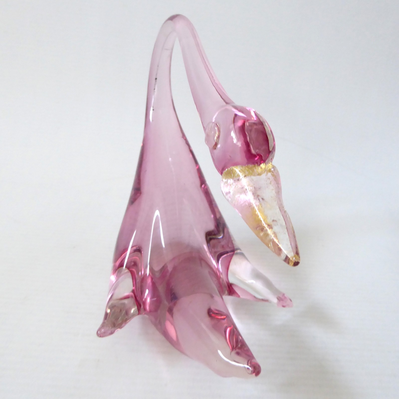 Murano art glass duck figurine, pink and gold. Vintage mouth blown Italian bird - Image 6