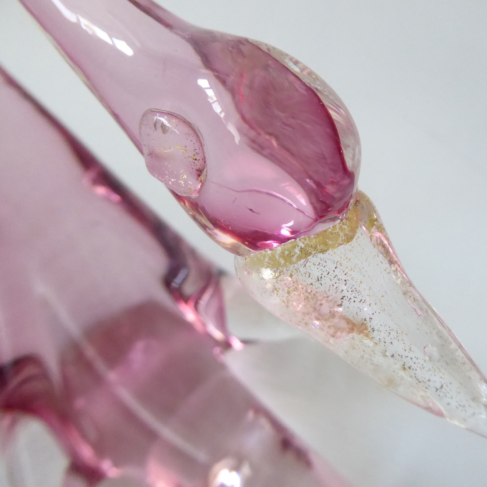 Murano art glass duck figurine, pink and gold. Vintage mouth blown Italian bird - Image 10