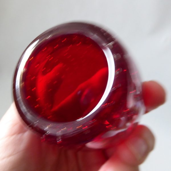 Pair Whitefriars 9506 Ruby Red vintage art glass Ovoid controlled bubble vases - Image 12