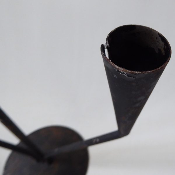Retro black metal candle holder candlestick. Vintage modernist, dinner candle - Image 13