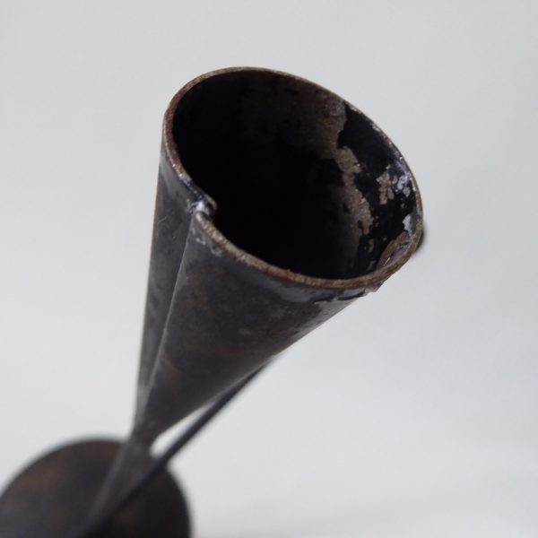 Retro black metal candle holder candlestick. Vintage modernist, dinner candle - Image 15