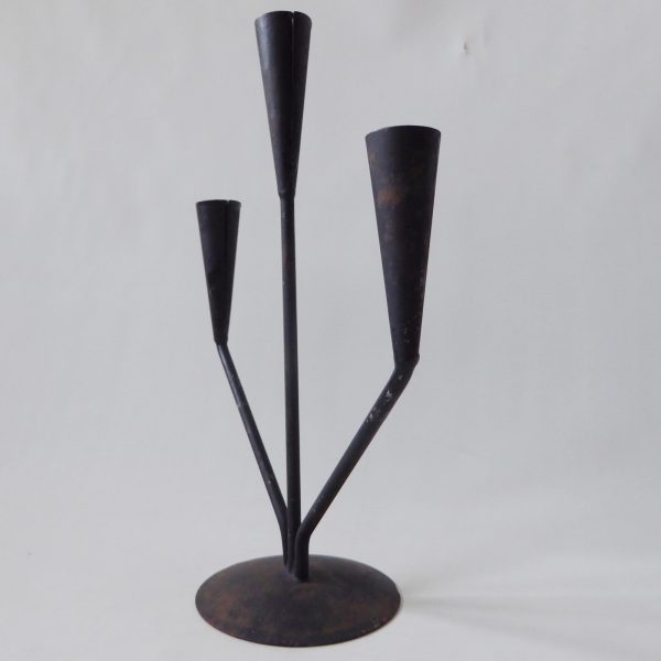 Retro black metal candle holder candlestick. Vintage modernist, dinner candle - Image 4