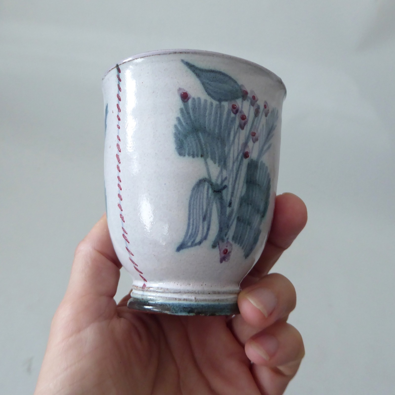 Rye Pottery David Sharp small vase. 1950s vintage blue flower pot beaker. Studio - Image 10