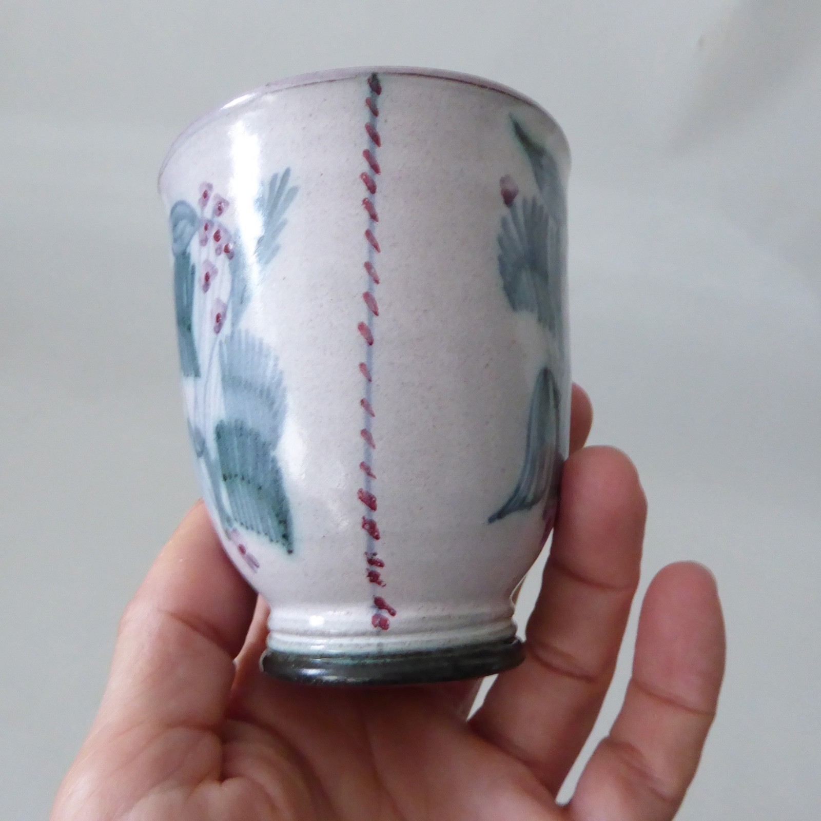 Rye Pottery David Sharp small vase. 1950s vintage blue flower pot beaker. Studio - Image 12