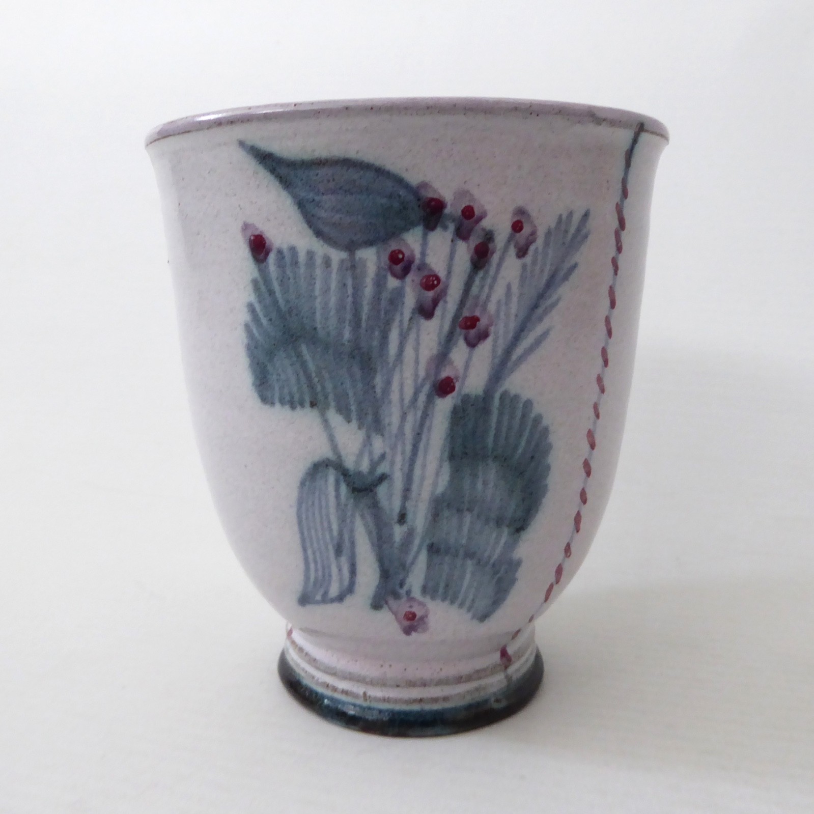 Rye Pottery David Sharp small vase. 1950s vintage blue flower pot beaker. Studio - Image 3