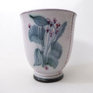 Rye Pottery David Sharp small vase. 1950s vintage blue flower pot beaker. Studio