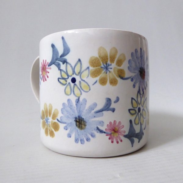 Rye Pottery vintage hand painted flower mug cup. 1970s pretty retro blue pastels - Image 5
