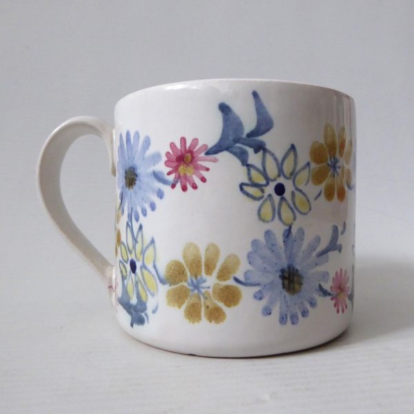 Rye Pottery vintage hand painted flower mug cup. 1970s pretty retro blue pastels - Image 6