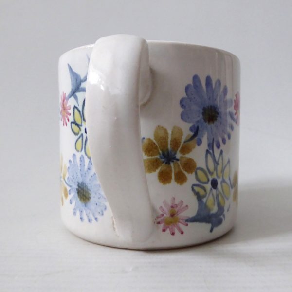 Rye Pottery vintage hand painted flower mug cup. 1970s pretty retro blue pastels - Image 7
