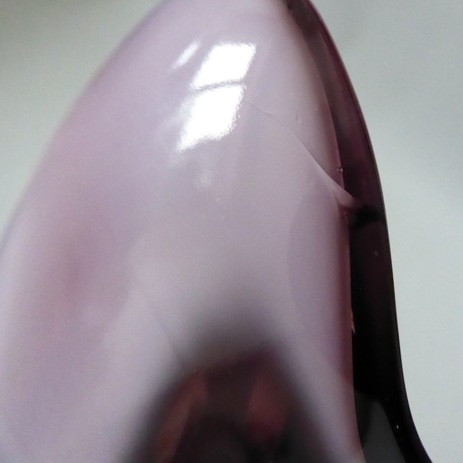 Sasaki Japan art glass tri dish bowl ashtray, mauve purple vintage retro 1970s - Image 9