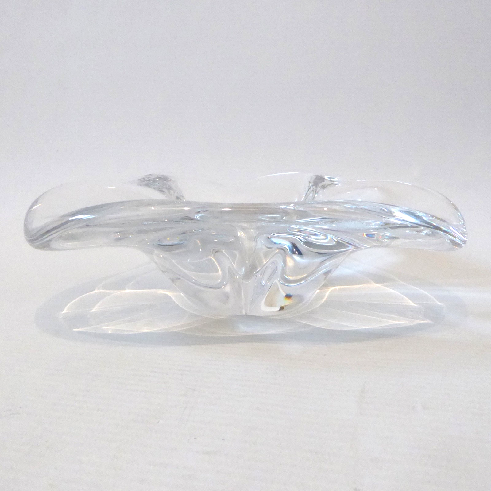 Sevres French crystal art glass bowl dish, vintage 1950s 1960s mid century retro