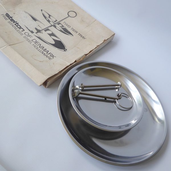 Stelton of Denmark mid century modern stainless steel two tier tray, cake stand - Image 12