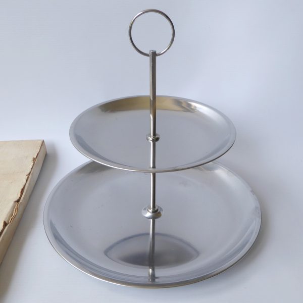Stelton of Denmark mid century modern stainless steel two tier tray, cake stand - Image 5