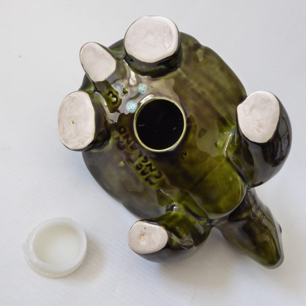 Trentham Pottery ceramic tortoise money box vintage 327, large khaki green 70s - Image 16