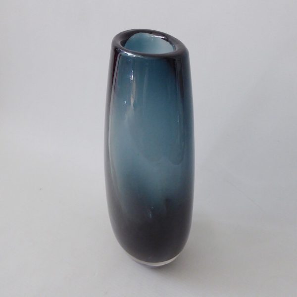 Vintage 1960s Whitefriars 9653 9.5" Indigo art glass vase, tall ovoid mid centur - Image 5