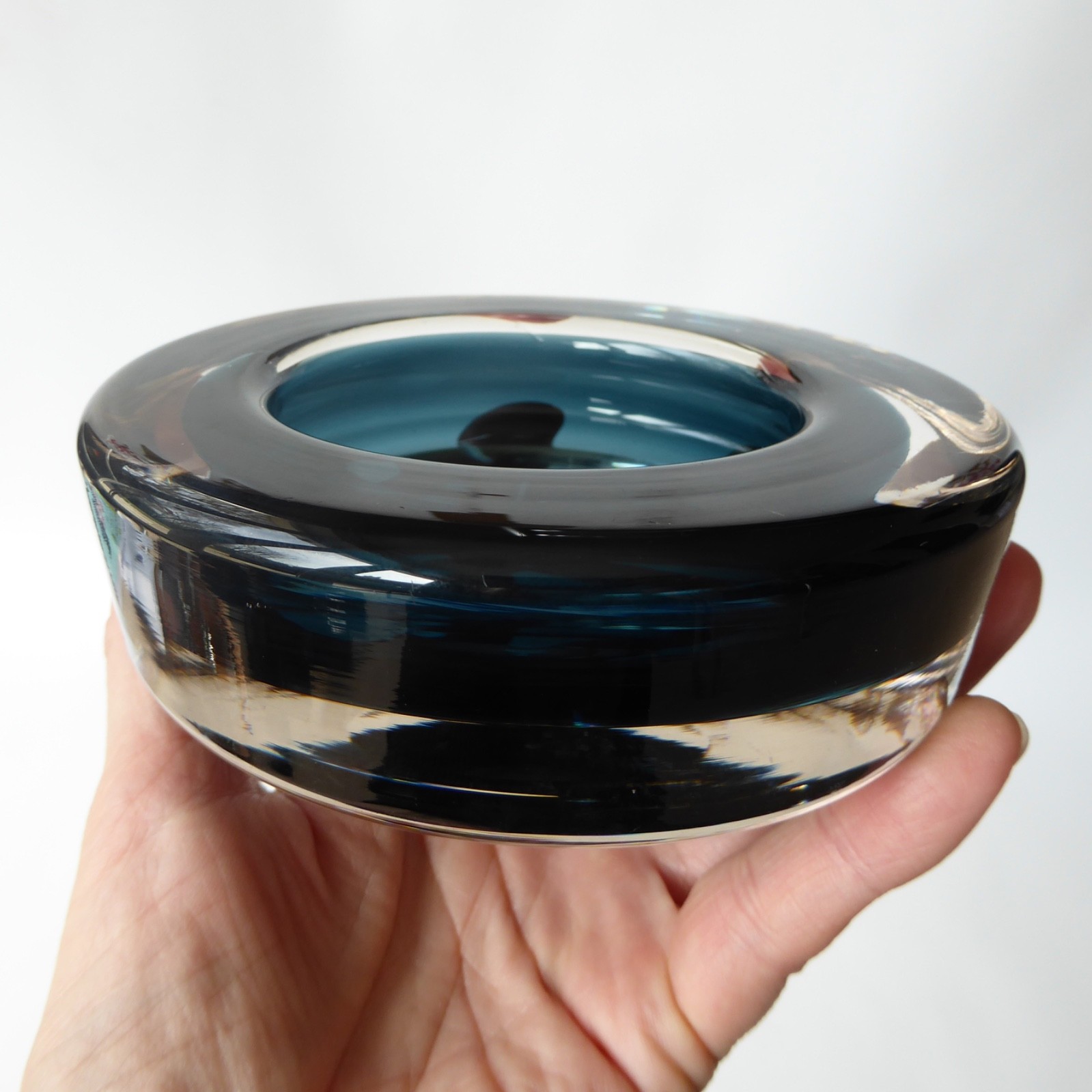 Vintage 1960s Whitefriars 9665 Indigo blue cased art glass bowl dish 4.5" Baxter - Image 6