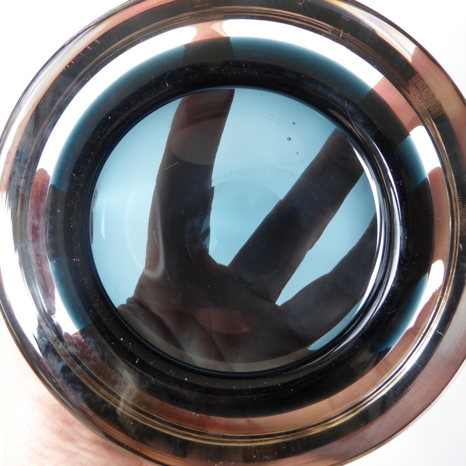 Vintage 1960s Whitefriars 9665 Indigo blue cased art glass bowl dish 4.5" Baxter - Image 9