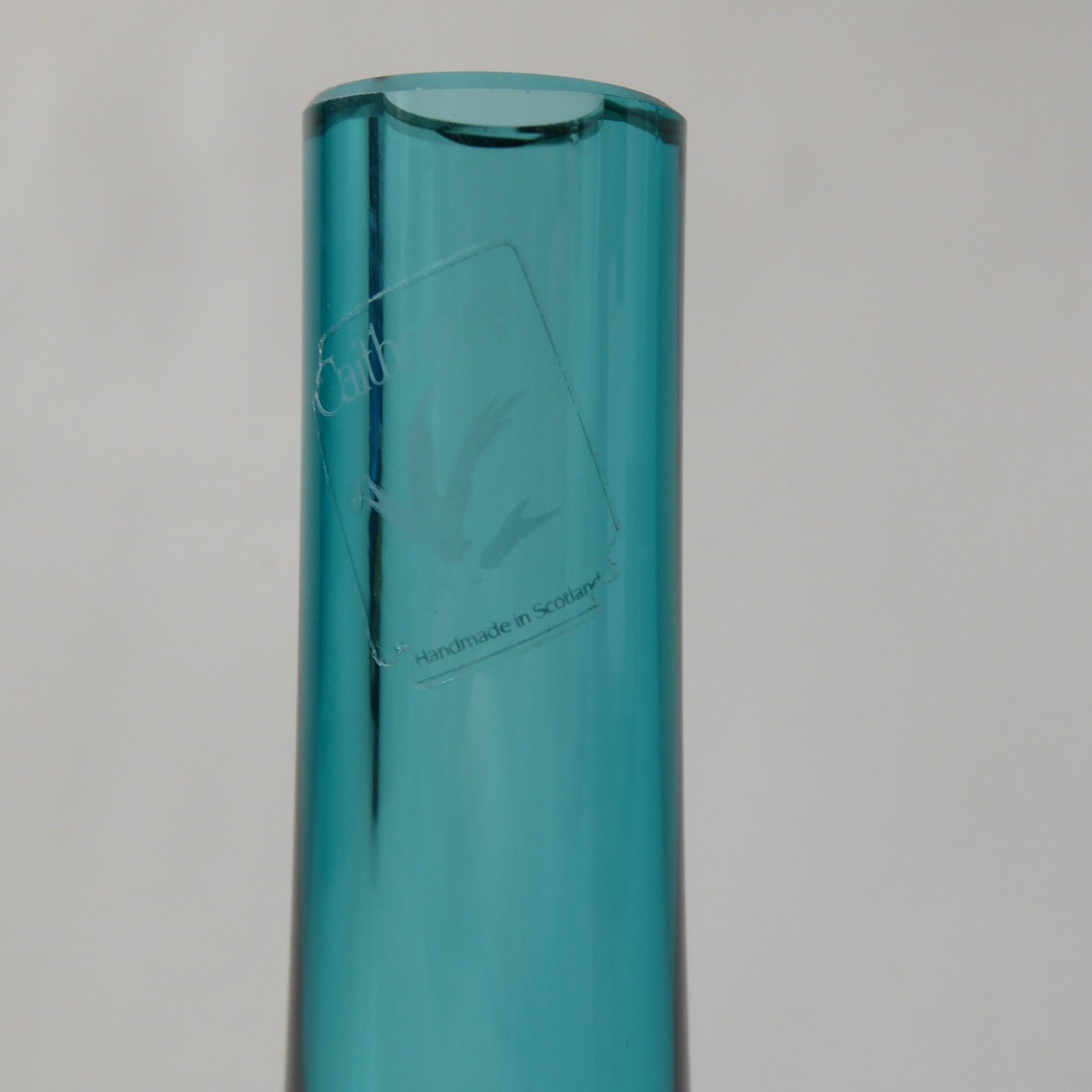 Vintage 1990s Caithness art glass vase, Stroma 4022. Kingfisher blue green cased - Image 7