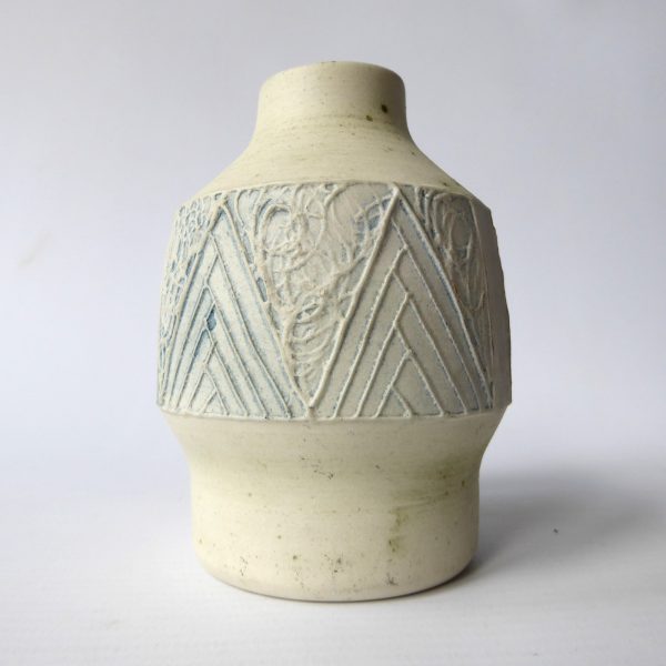 Vintage Carn Pottery small vase pot, John Beusmans #7. Blue green wash, 1970s - Image 3