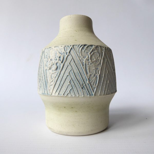Vintage Carn Pottery small vase pot, John Beusmans #7. Blue green wash, 1970s - Image 4