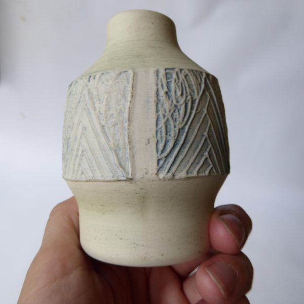 Vintage Carn Pottery small vase pot, John Beusmans #7. Blue green wash, 1970s - Image 6