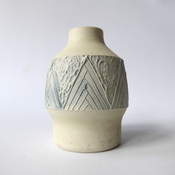Vintage Carn Pottery small vase pot, John Beusmans #7. Blue green wash, 1970s