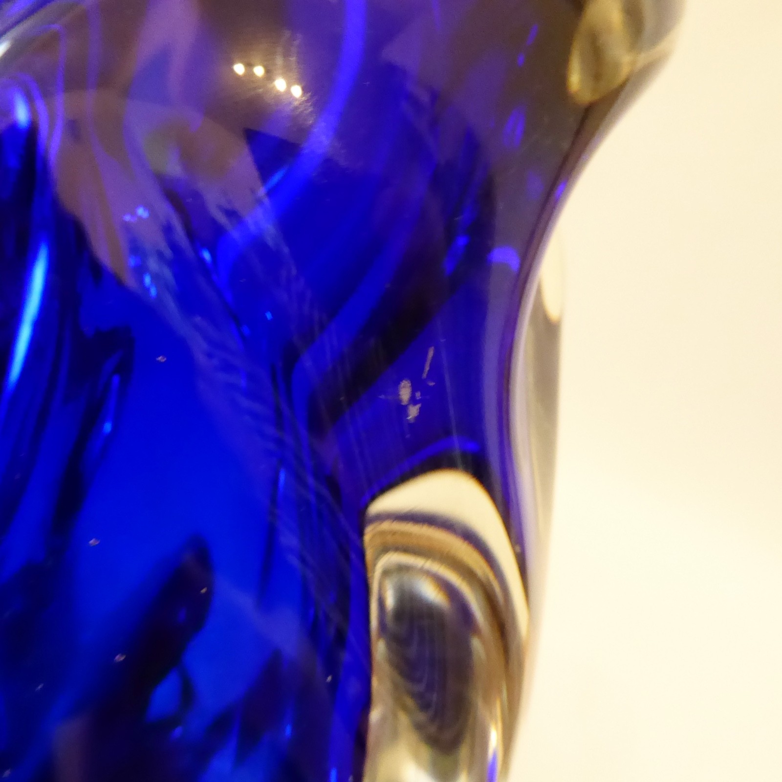 Vintage Czech Bohemian art glass knobbly vase, deep blue cased. 1960s, Beranek - Image 15