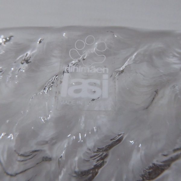 Vintage Finnish glass serving platter, Riihimaen lasi Finland 12" textured plate - Image 4