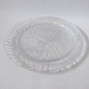 Vintage Finnish glass serving platter, Riihimaen lasi Finland 12" textured plate