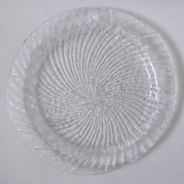 Vintage Finnish glass serving platter, Riihimaen lasi Finland 12" textured plate - Image 5
