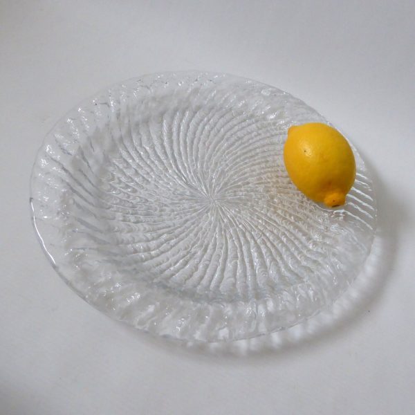 Vintage Finnish glass serving platter, Riihimaen lasi Finland 12" textured plate - Image 6