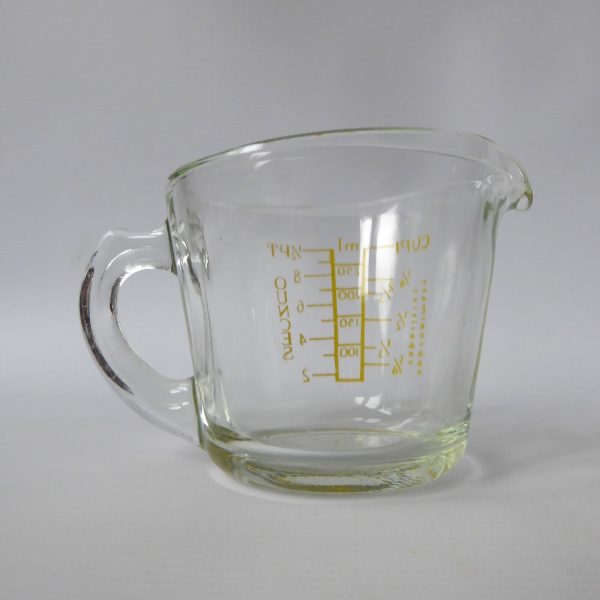 Vintage JAJ Pyrex glass small capacity measuring jug, yellow. Cups, ml, ounces - Image 6