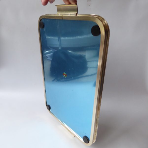 Vintage blue & gold 18" serving tray by Woodmet.  1960s/1970s retro rectangular - Image 13