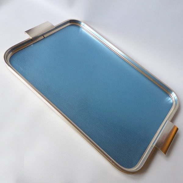 Vintage blue & gold 18" serving tray by Woodmet.  1960s/1970s retro rectangular - Image 4